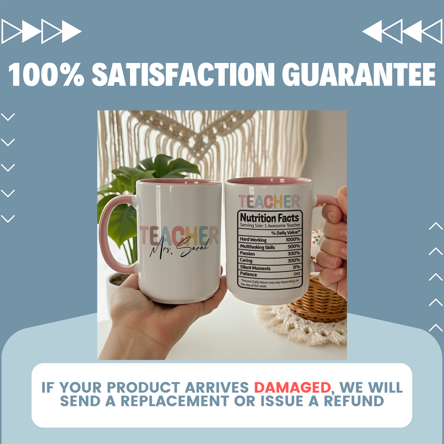 Personalized Teacher Nutrition Facts Mug