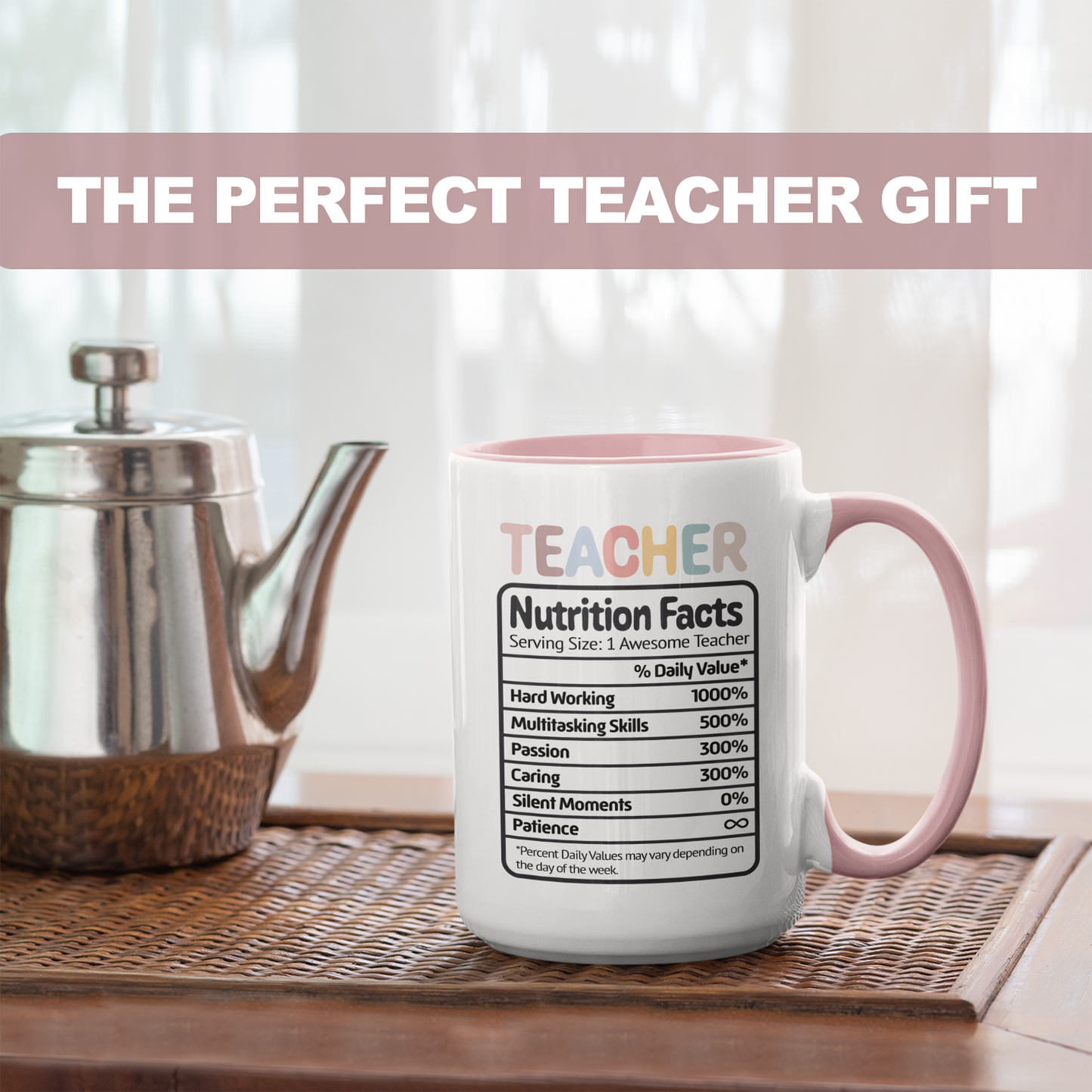 Personalized Teacher Nutrition Facts Mug