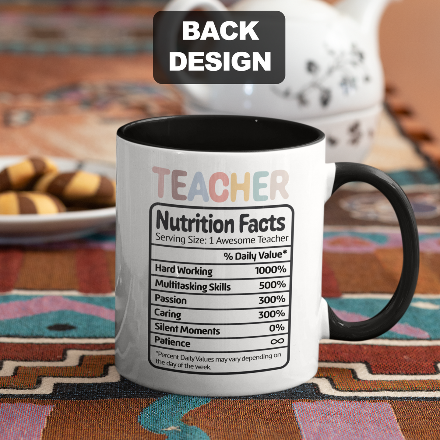 Personalized Teacher Nutrition Facts Mug